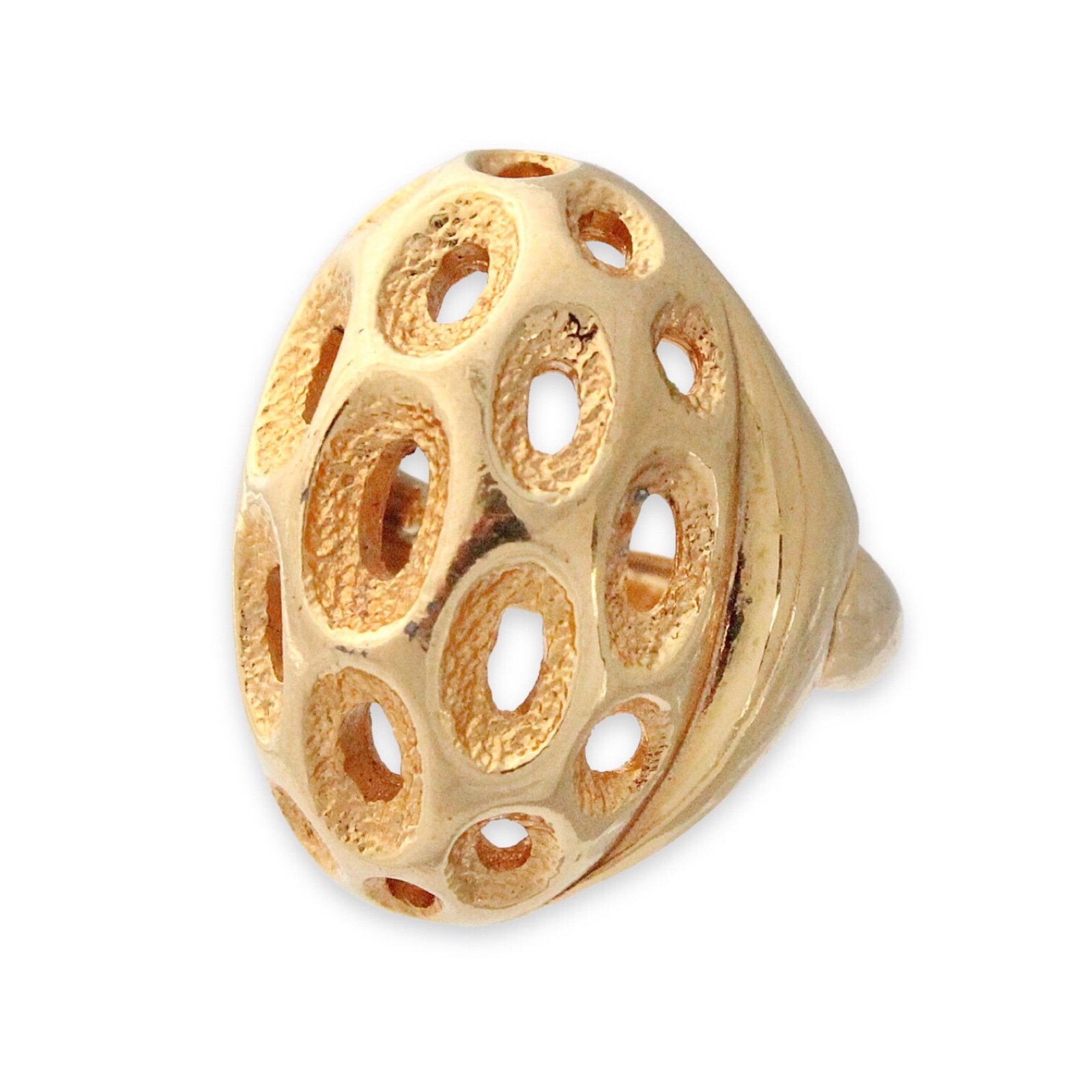 Vintage Roget Gold Plated Dome Ring Size 8 Brutalist Style Large Statement 1970s