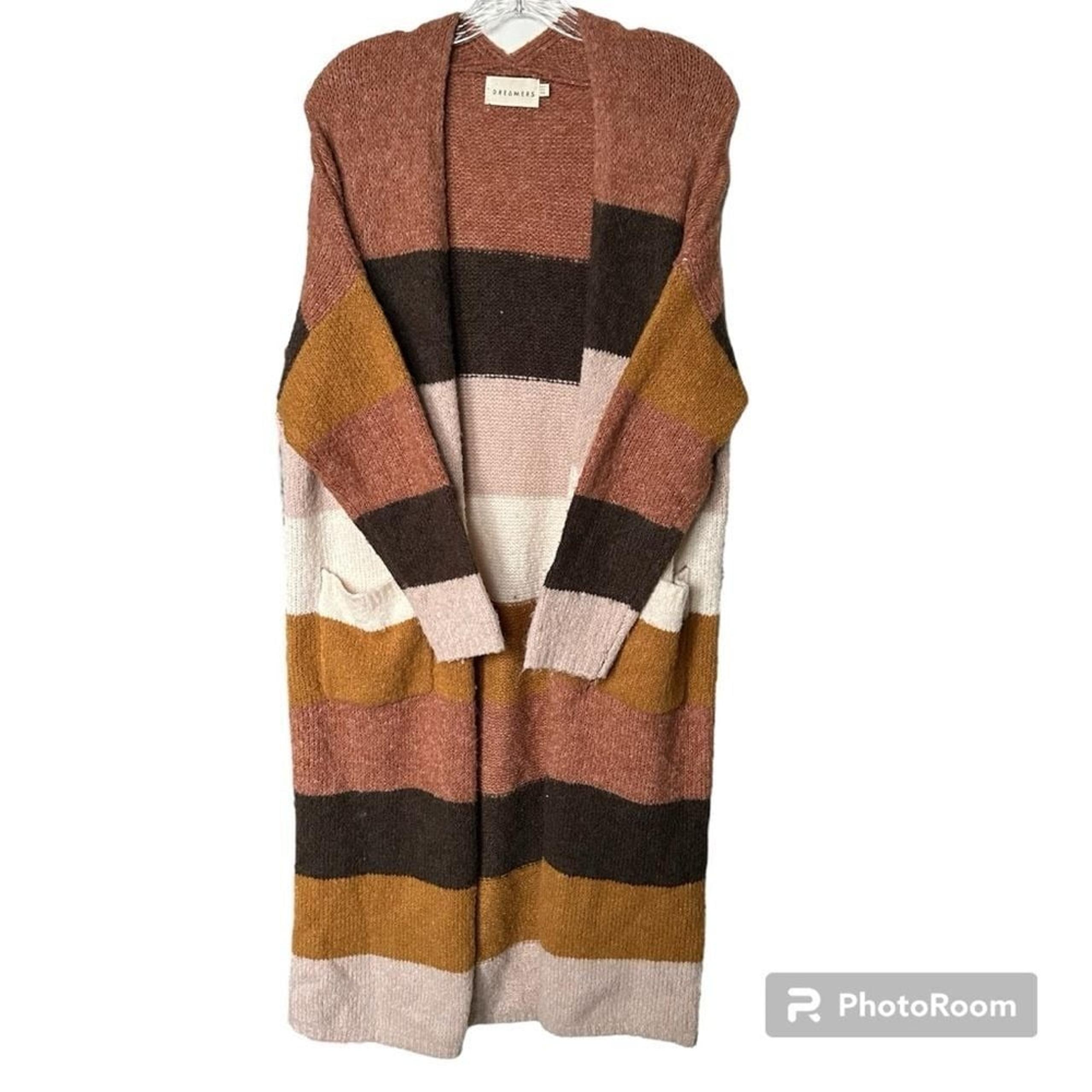 Dreamers Neutral Colorbock Duster Cardigan Womens S Boho Cozy Fall