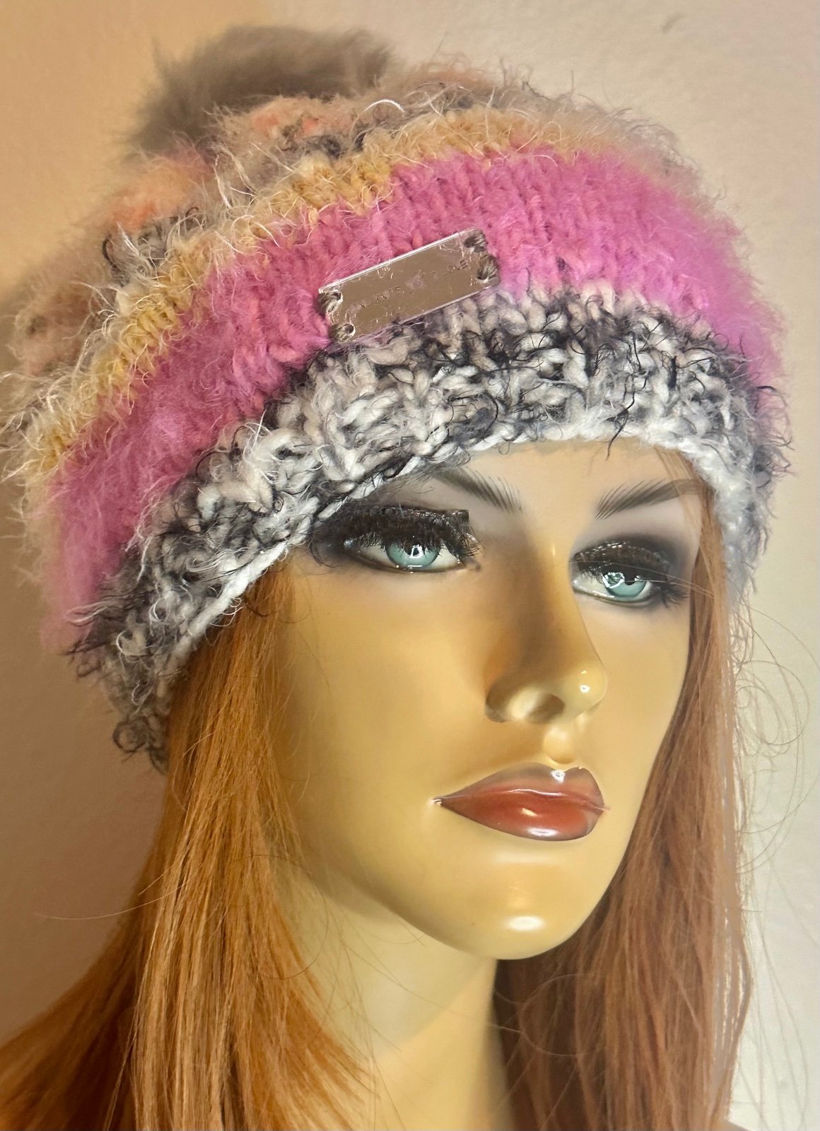 Hand Knits 2 Love Beanie Hat Slouch Ombré Multicolors Designer Fashion Faux Pom