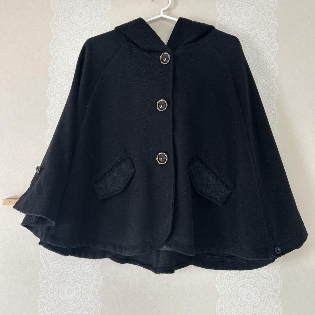 axes femme black hooded cape coat