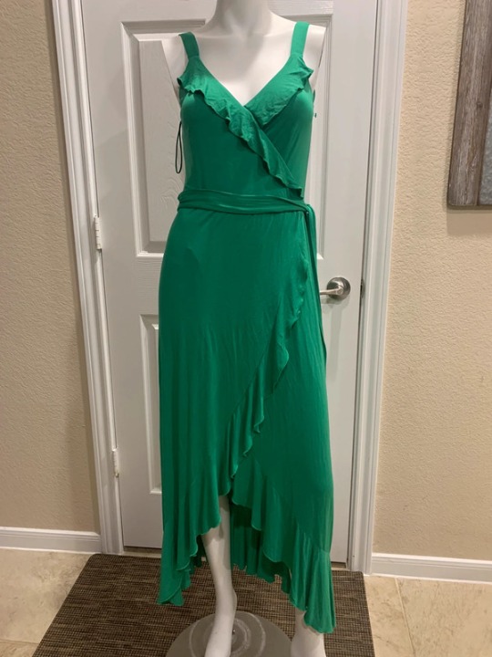 Nora Jersey Ruffle Maxi Dress in Highland Green