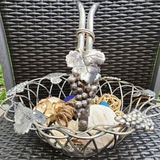 Vintage Godinger Big Silver-plate Art Grape Basket w/ Moveable Handle