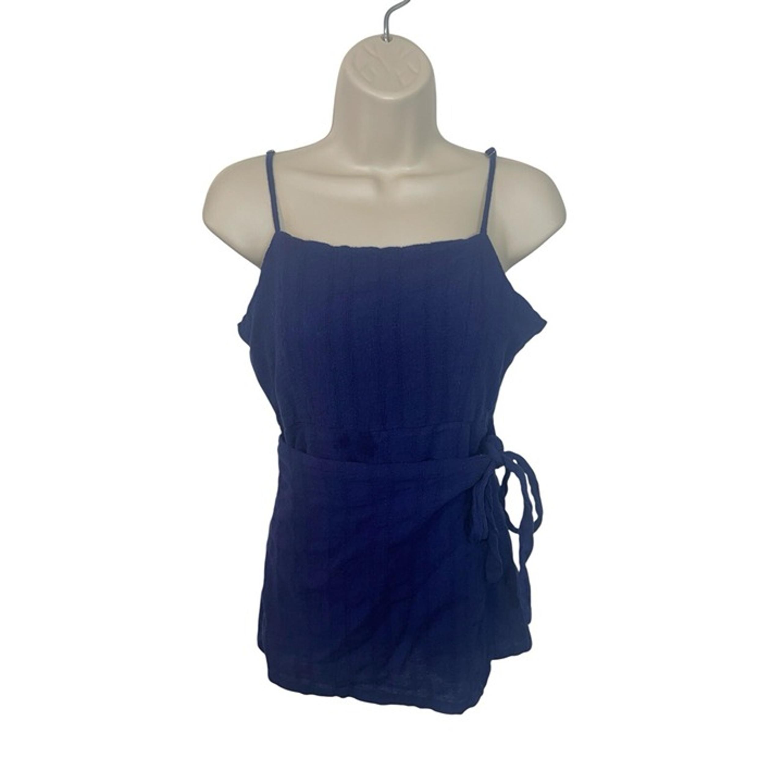 ALTAR'D STATE Women's Medium Navy Blue Textured Romper Tie Front Skort Look
