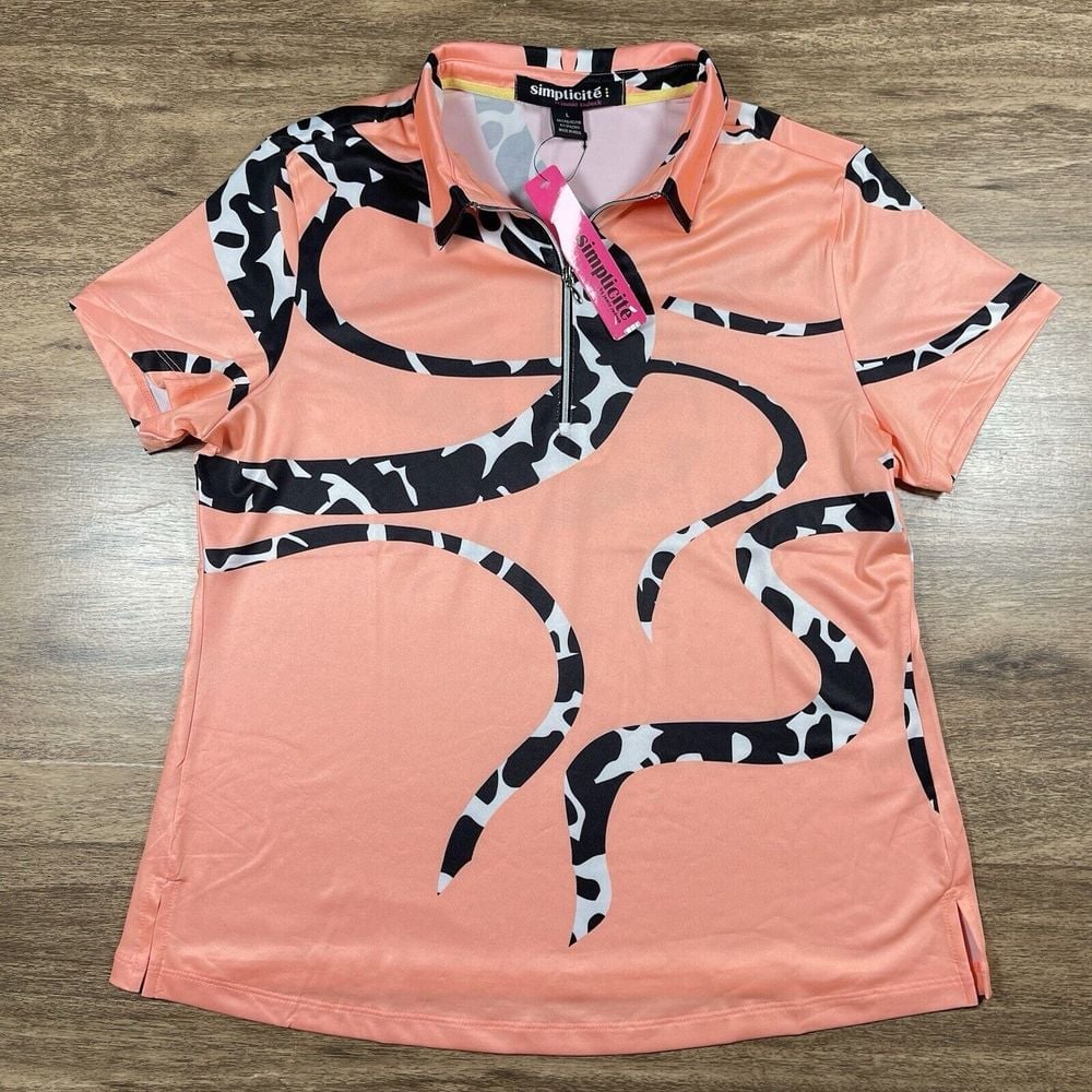 NWT Jamie Sadock Simplicite Short Sleeve Golf Top Size Large Collared 1/4 Zip