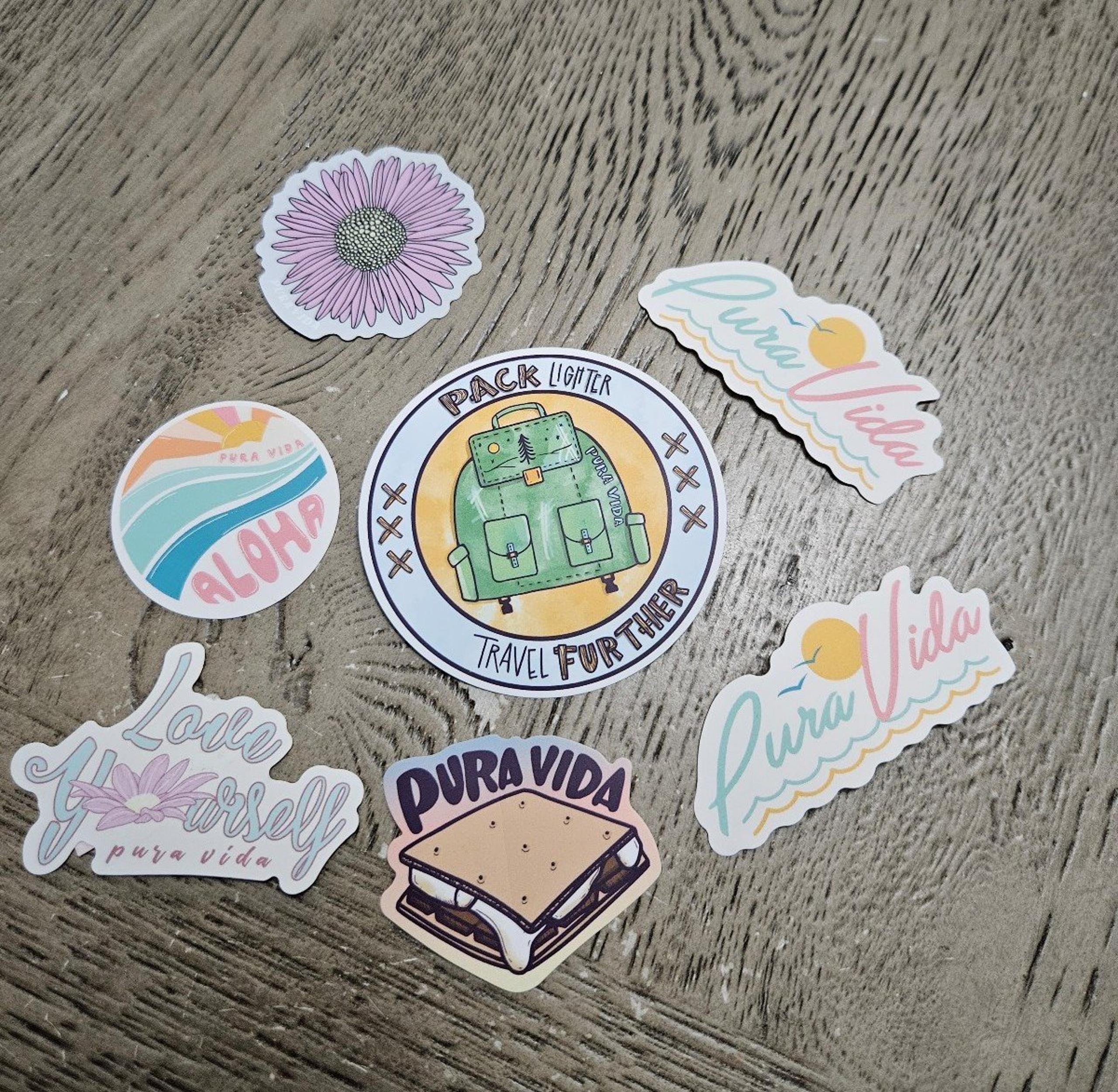 Pura vida stickers, set of 7