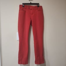 Anthropologie essential slim pant red with gold window pane check