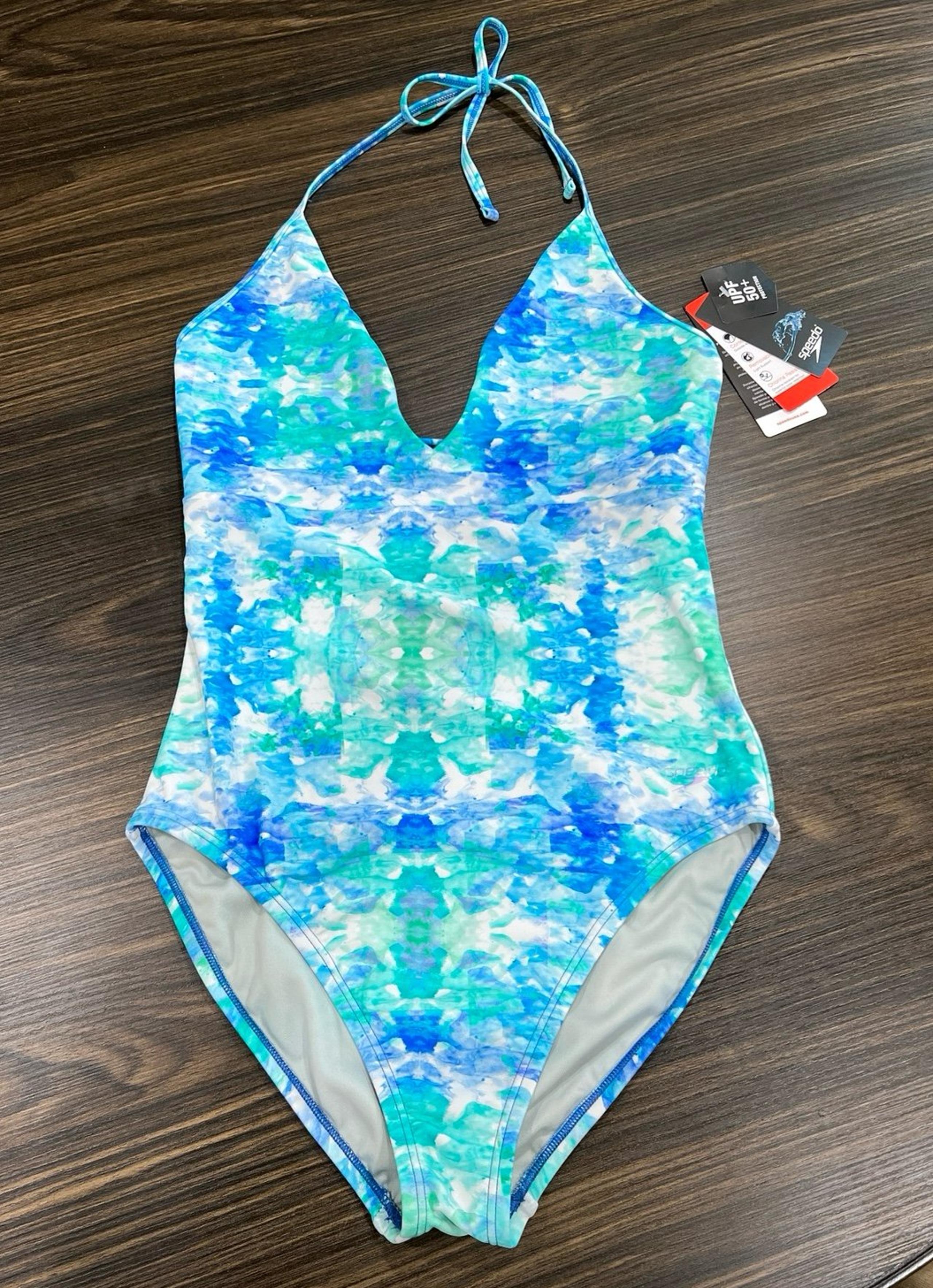 NWT Speedo Women's Swimsuit One Piece V-Neck Halter Size 8