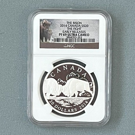2014 Canada S $20 The Bison The Fight ER Silver Coin NGC PF-69 Ultra Cameo