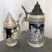 Vtg Thewalt Western Germany Lidded Beer Stein Pair Cobalt Blue Relief Designs