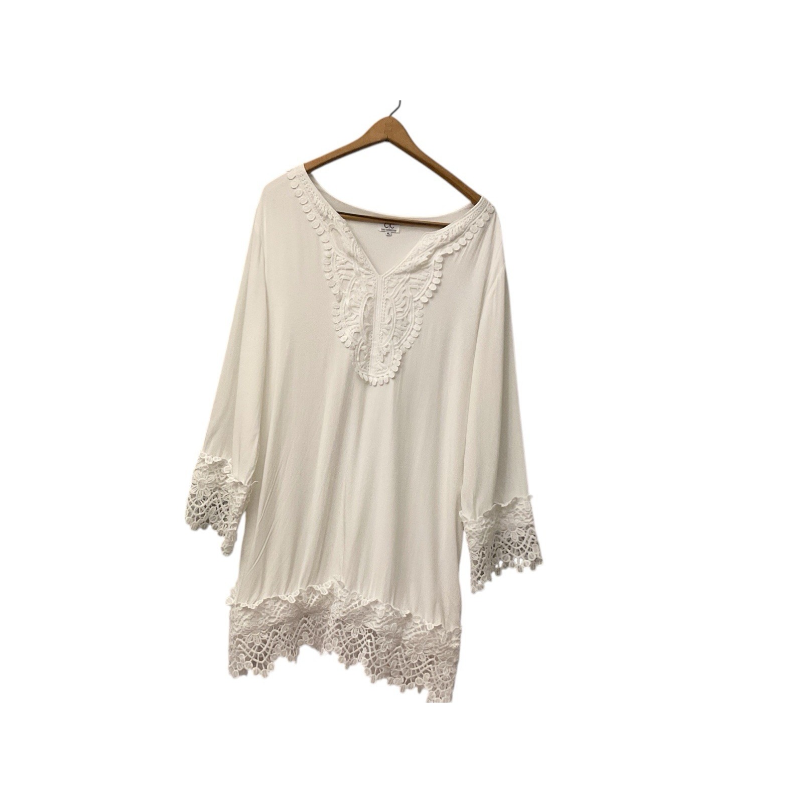 Embroidered Boho Gypsy Womens XL Cover Up Mini Tunic Dress
