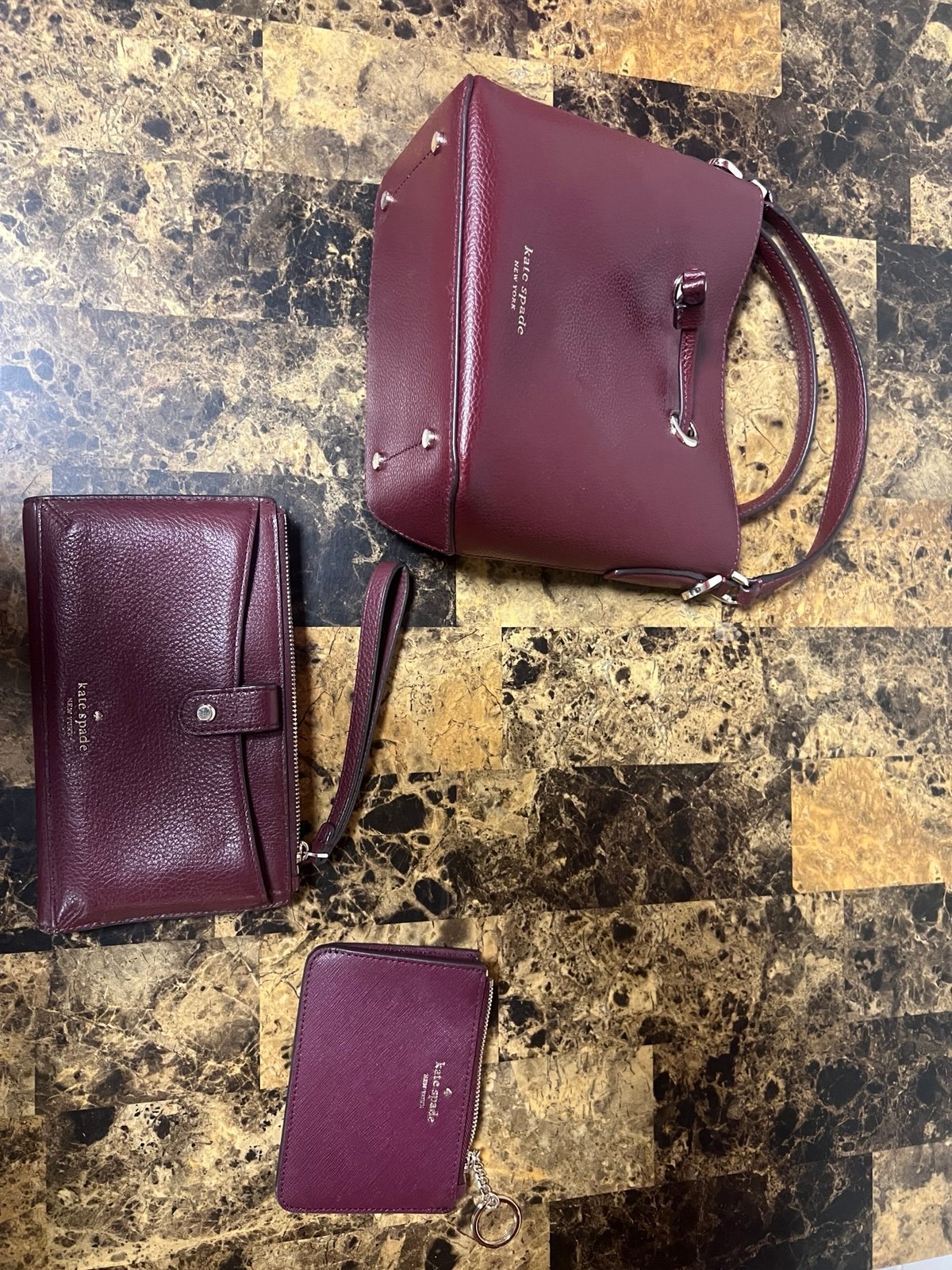 kate spades burgundy set