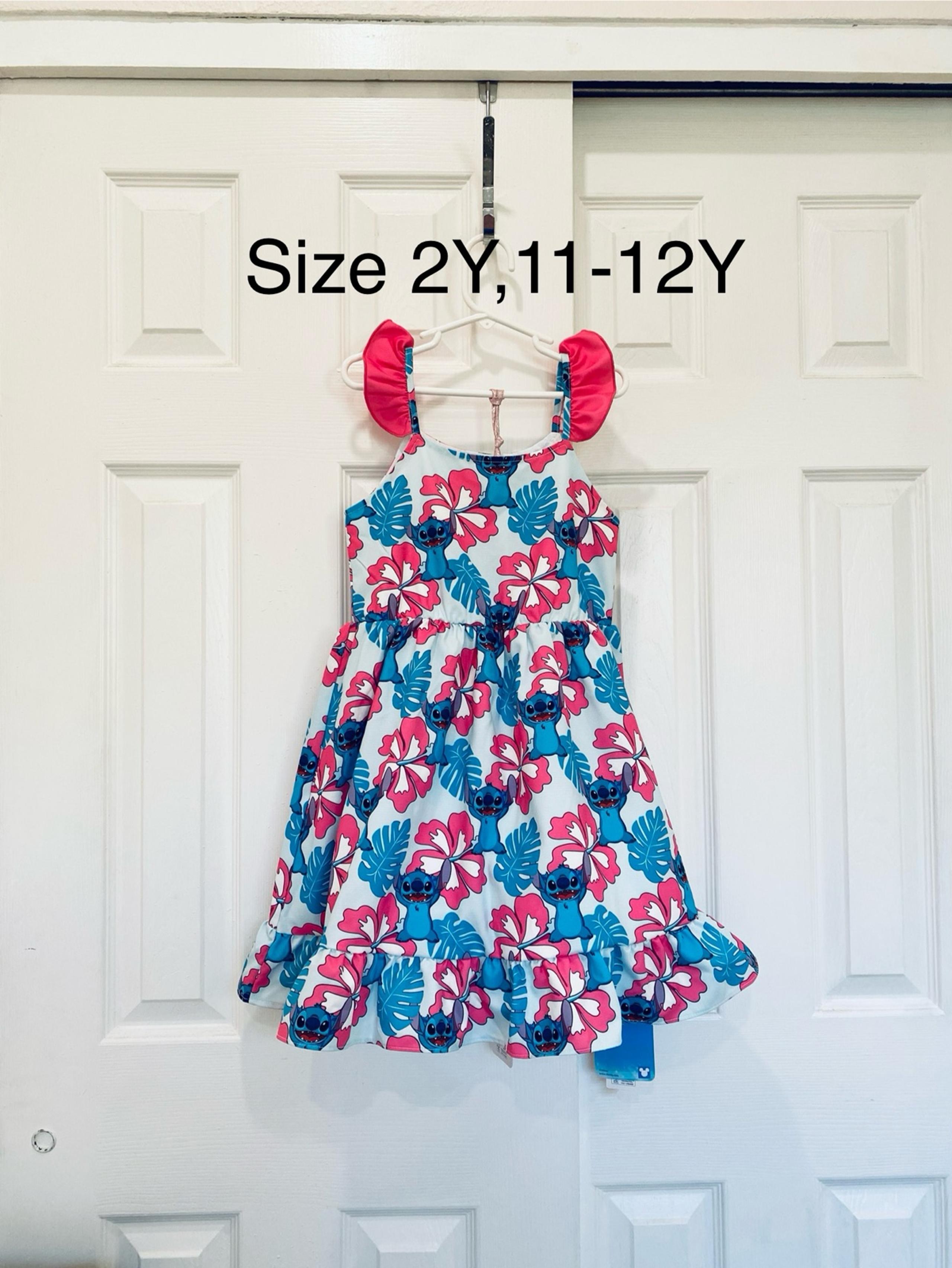 Disney Stitch and Hawaii Style Floral Print Dress, Size 2Y, 11-12Y