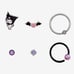New Sanrio Kuromi Steel Silver & Black Nose Stud & Captive Hoop 6 Pack Nose Ring