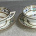 G676~ 2 Minton Grasmere FOOTED CUPS & SAUCERS Mustard Trim Pink & Yellow Flowers
