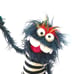 Blue shaggy Fuzz-Pro, professional Monster Hand Puppet