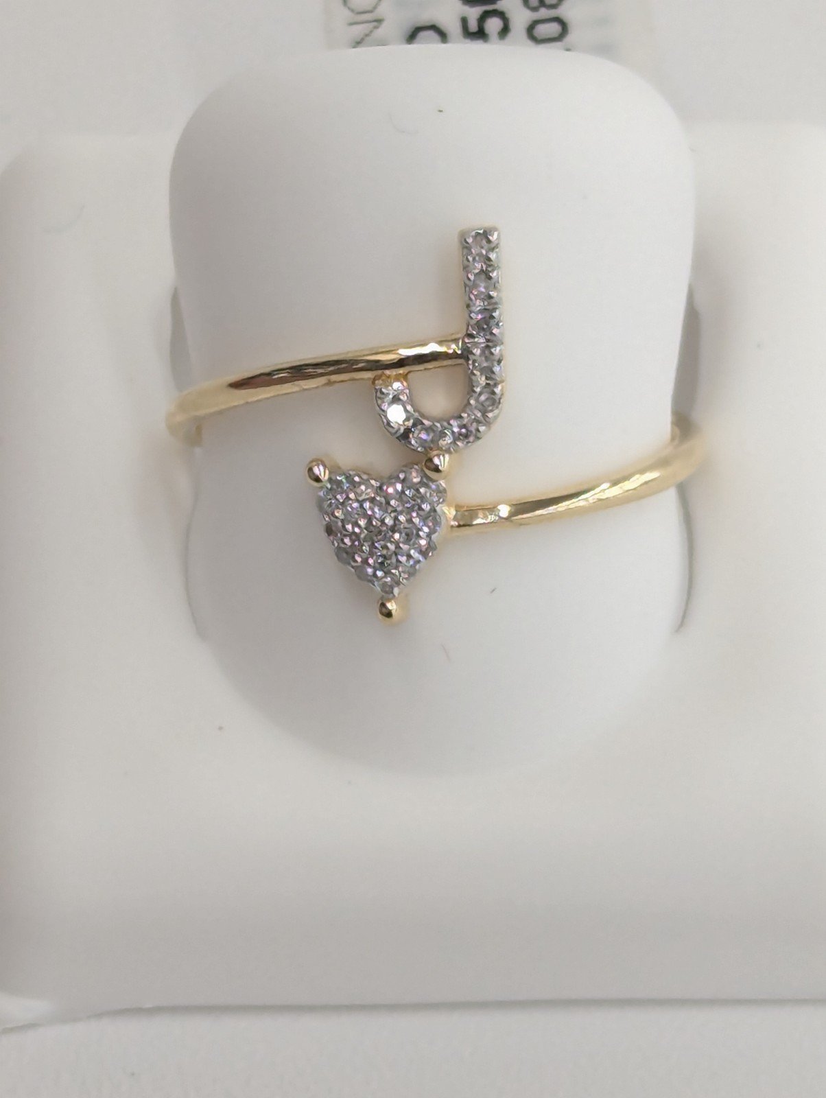 Real Natural Diamond 10kt Yellow Gold Initial J Ring For Women
