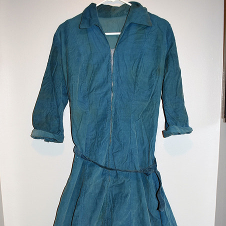 Vintage WWII 1940s 1950s Women's Workwear Corduroy Dress Blue Gas Station