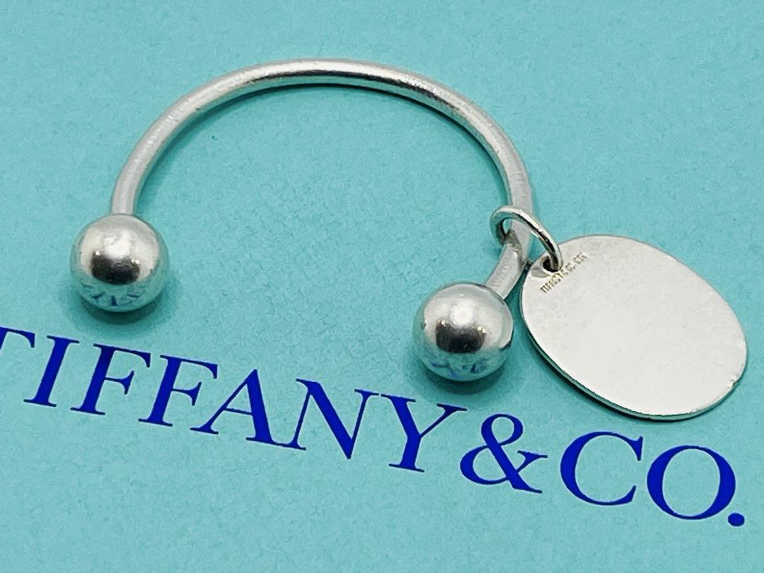 c692 Rare Tiffany Round Tag Large Keyring 925 Charm