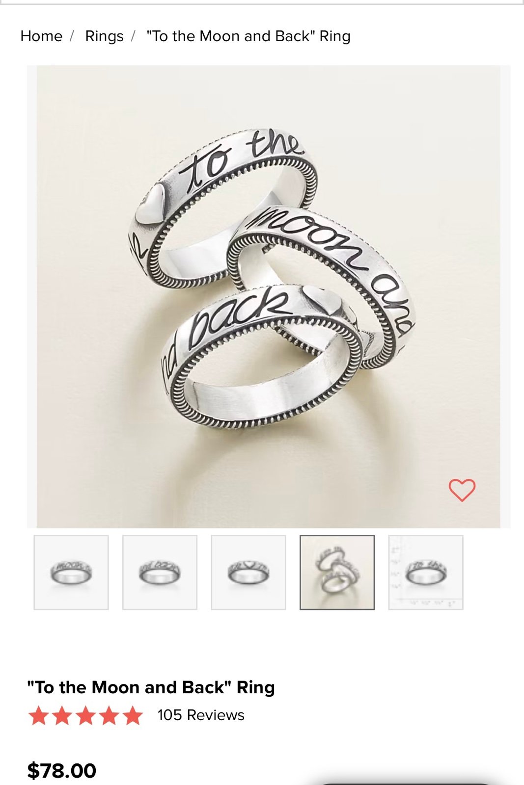 James Avery Ring To The Moon And Back