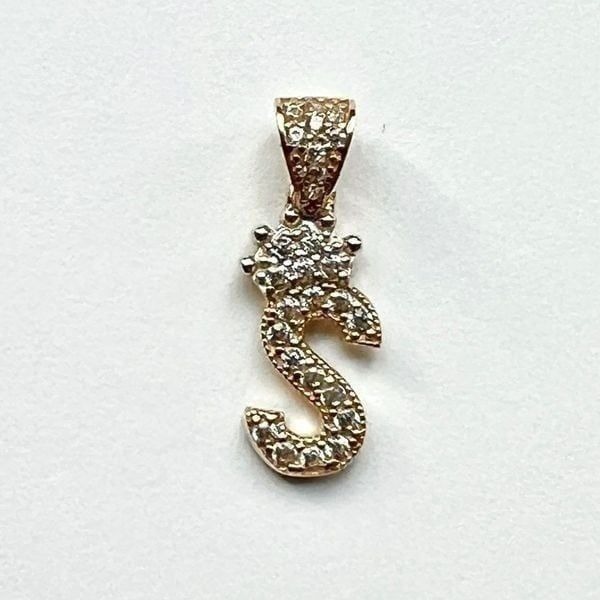 14k Real Gold Initial S Pendant/Charm- Gold Letter S Pendant for Him/Her