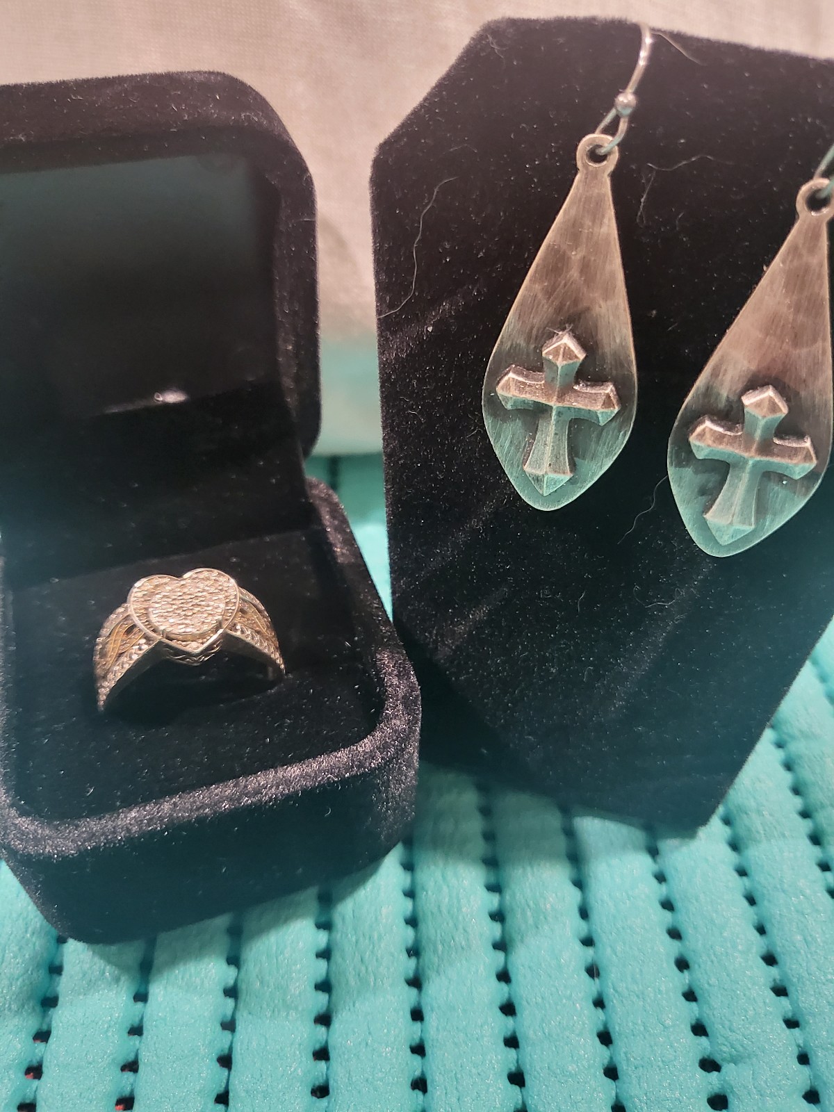 Bradford Exchange Sterling Silver Diamond Size 10 Ring & Montana Silver Earrings