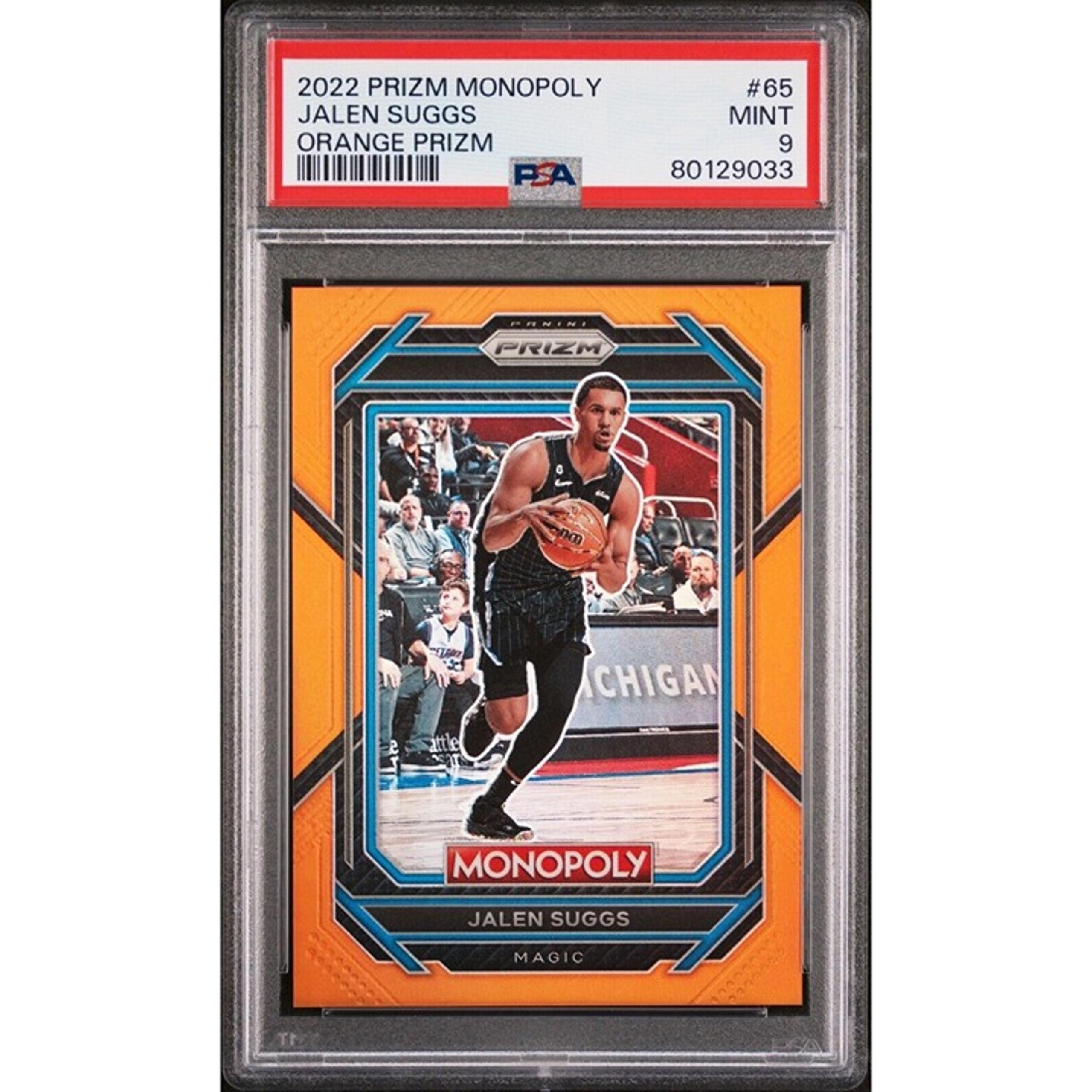 2022-23 Panini Prizm NBA Monopoly JALEN SUGGS Orange /124 Orlando Magic 65 PSA 9