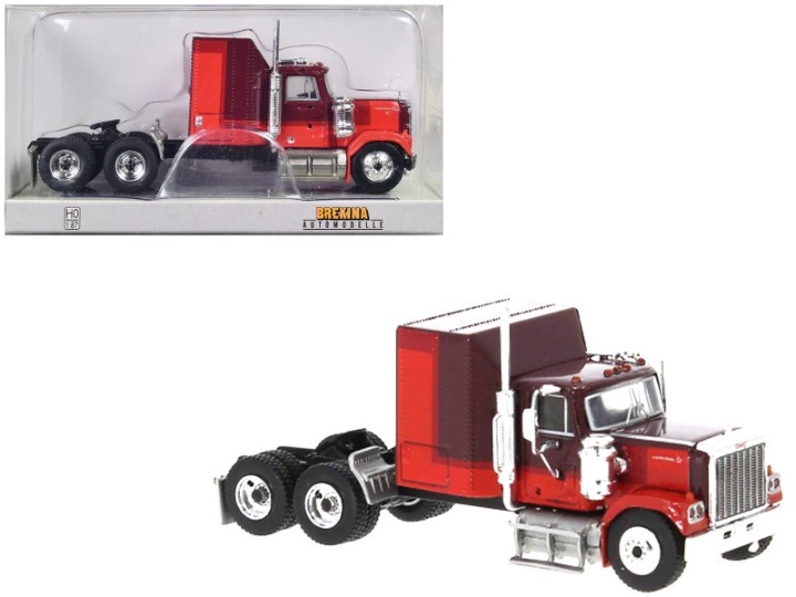 1980 GMC General Truck Tractor Dark Red and Light Red 1/87 (HO) Scale Model Car