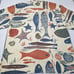 TOMMY BAHAMA 100% Silk Hawaiian Camp Shirt Men Sz L Beige Fish Starfish Tropical