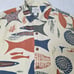 TOMMY BAHAMA 100% Silk Hawaiian Camp Shirt Men Sz L Beige Fish Starfish Tropical
