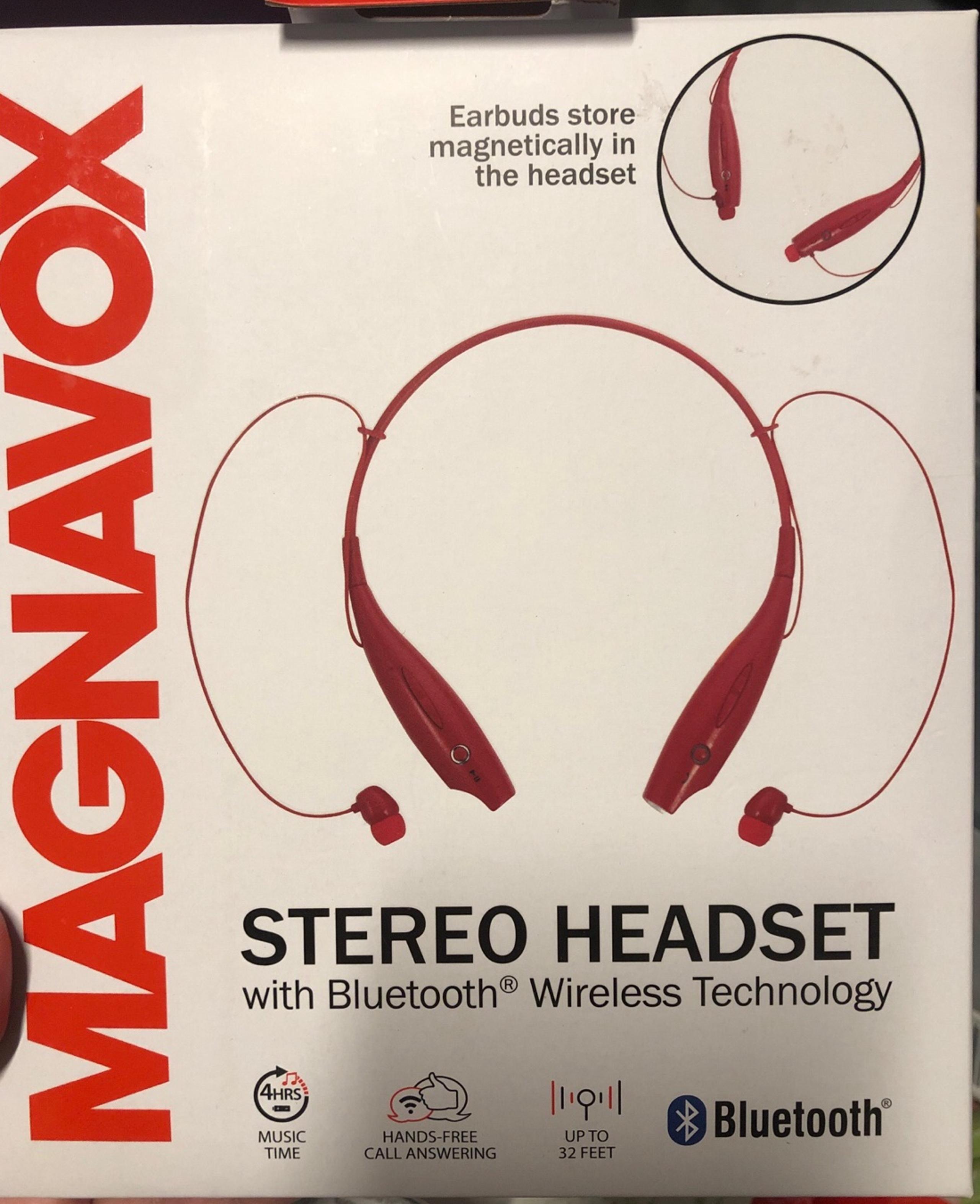 Magnavox stereo headset with bluetooh wireless red