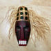 Handcrafted African Tribal Mask With Raffia Straw & Painted Design 13 x 6