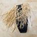Handcrafted African Tribal Mask With Raffia Straw & Painted Design 13 x 6