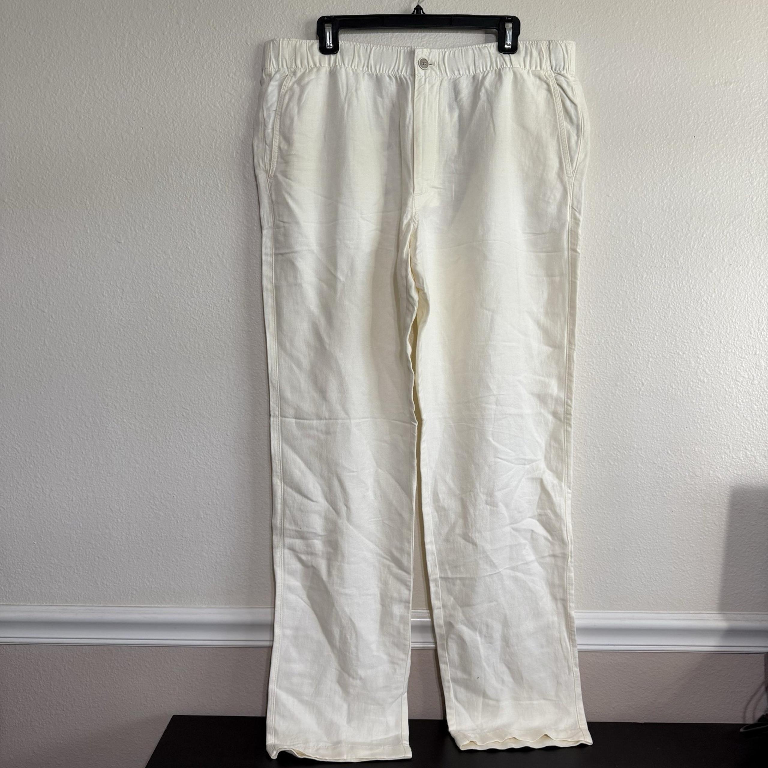 NEW Tommy Bahama Tropical Dreams Linen Pants Mens Size XL Coconut Cream Travel