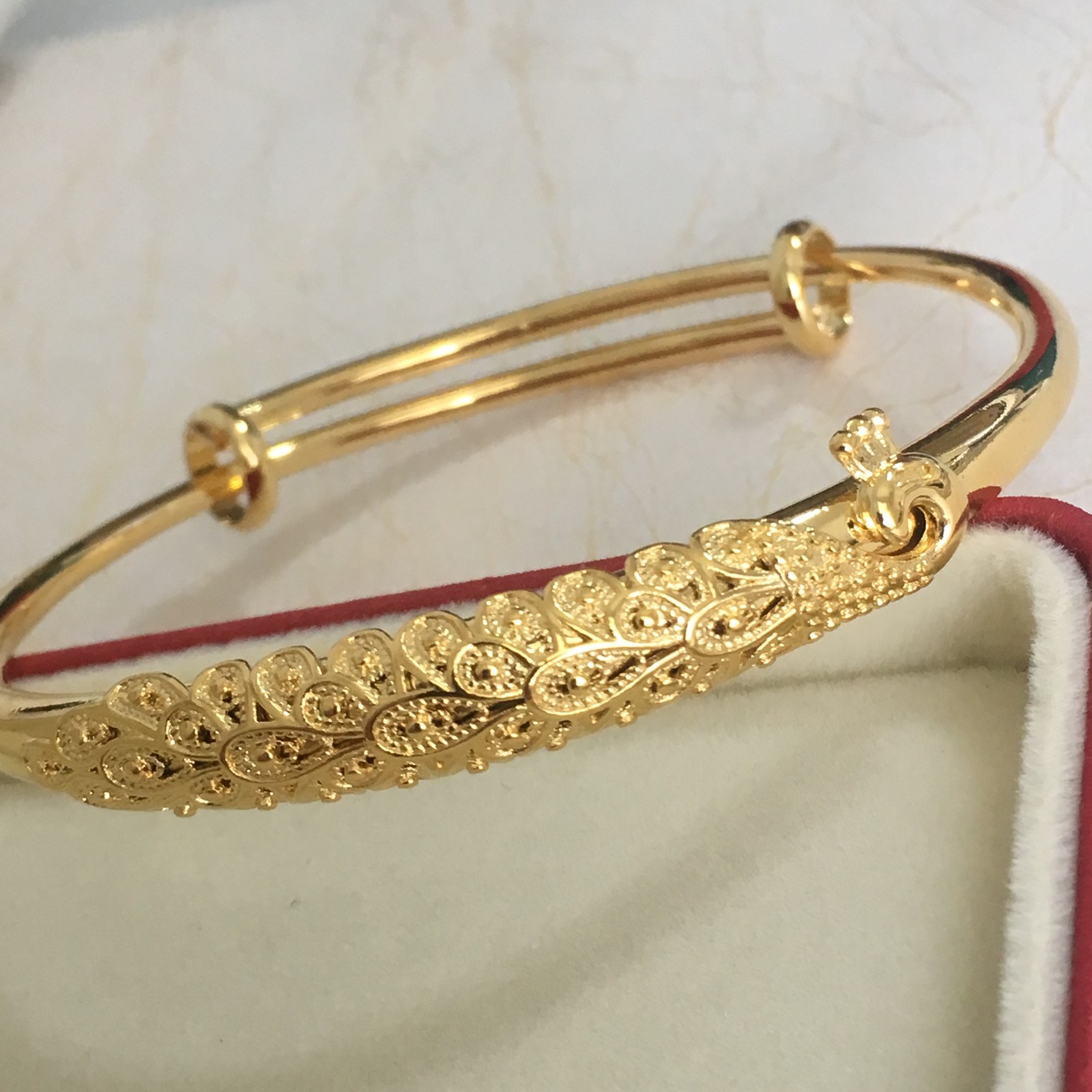 Classic 24k gold engraved peacock bracelet