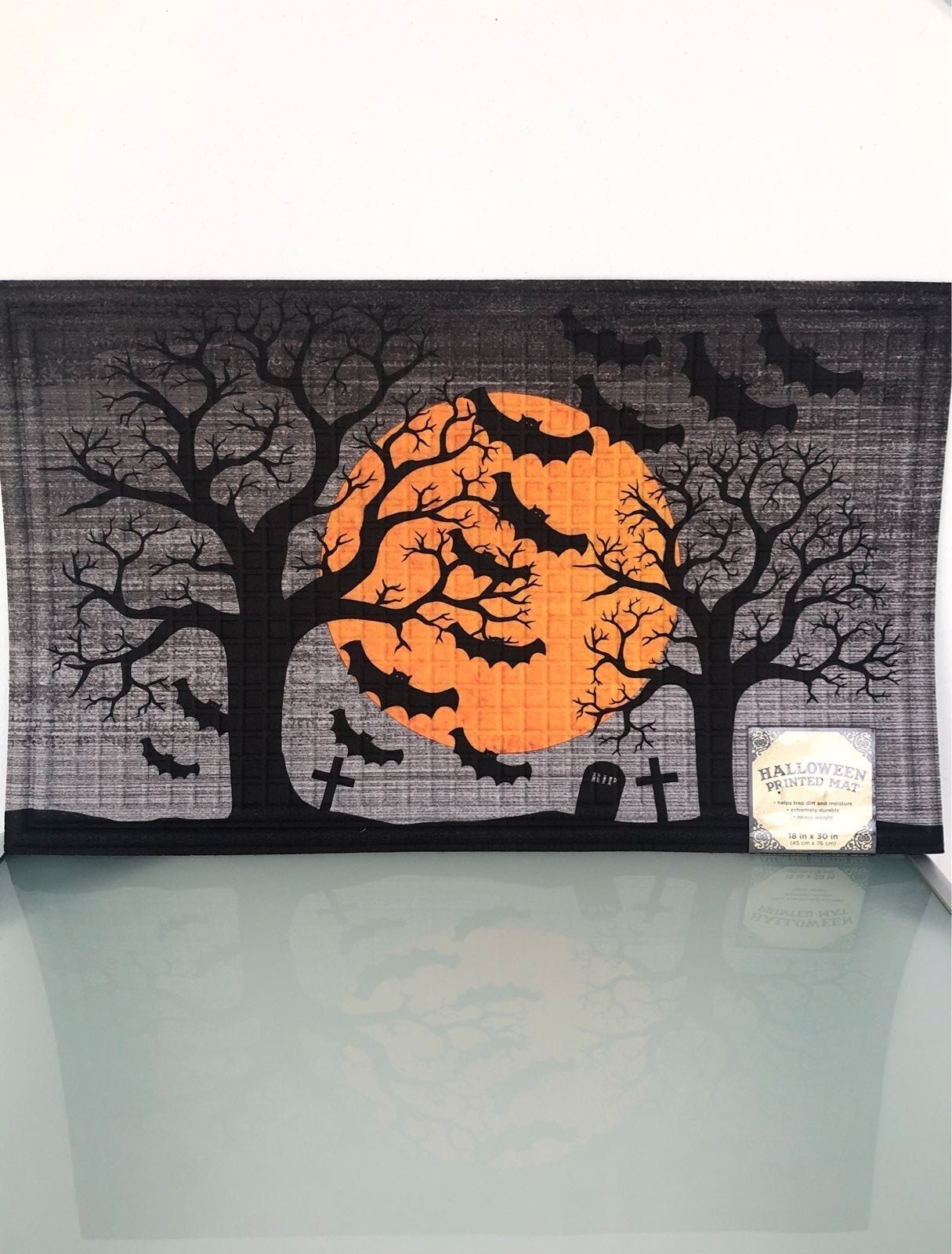 Gothic witchy vampy Bats moon spooky trees outdoor mat doormat