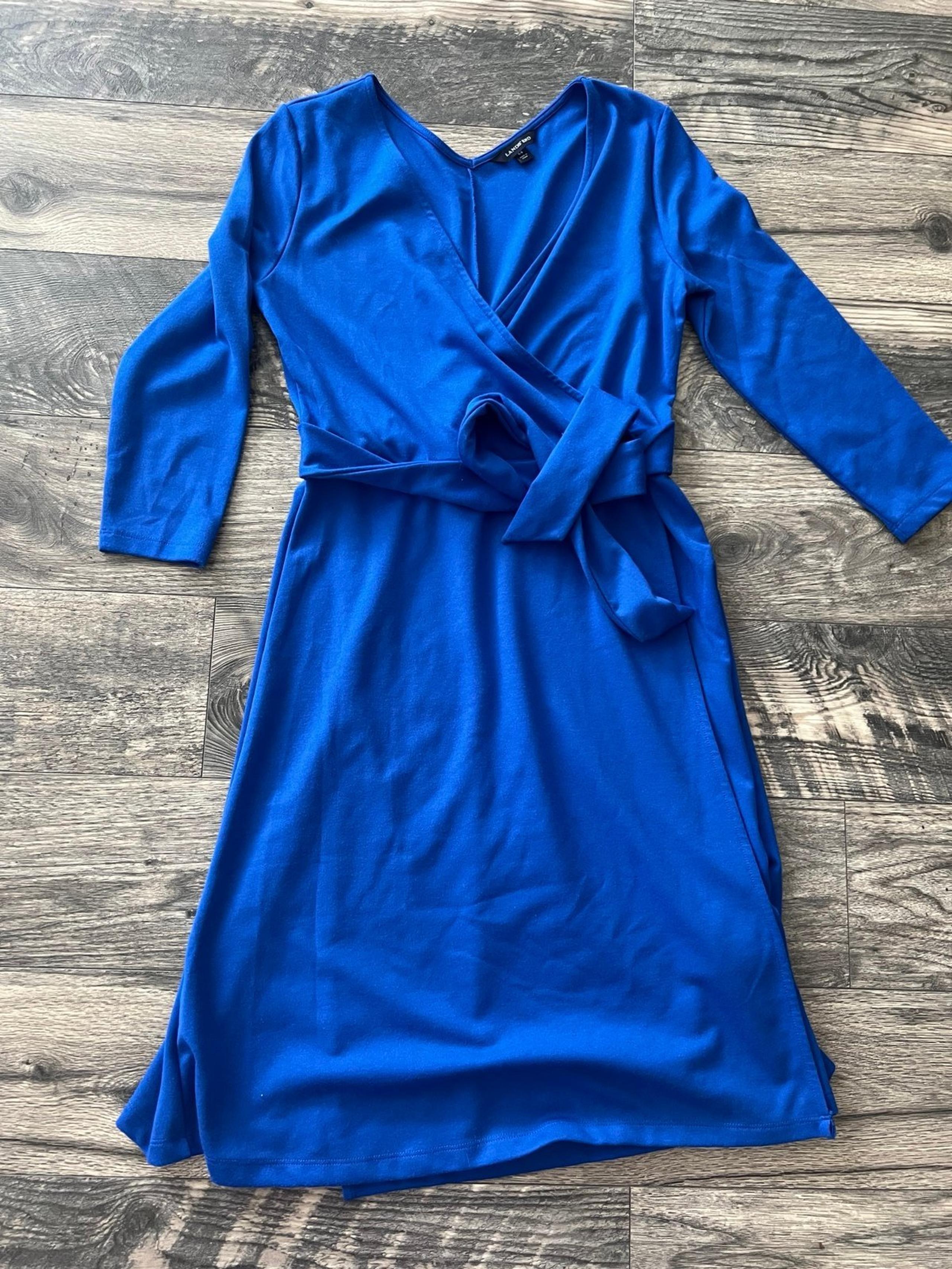 Lands End Faux-Wrap Knee Length Dress-size Small