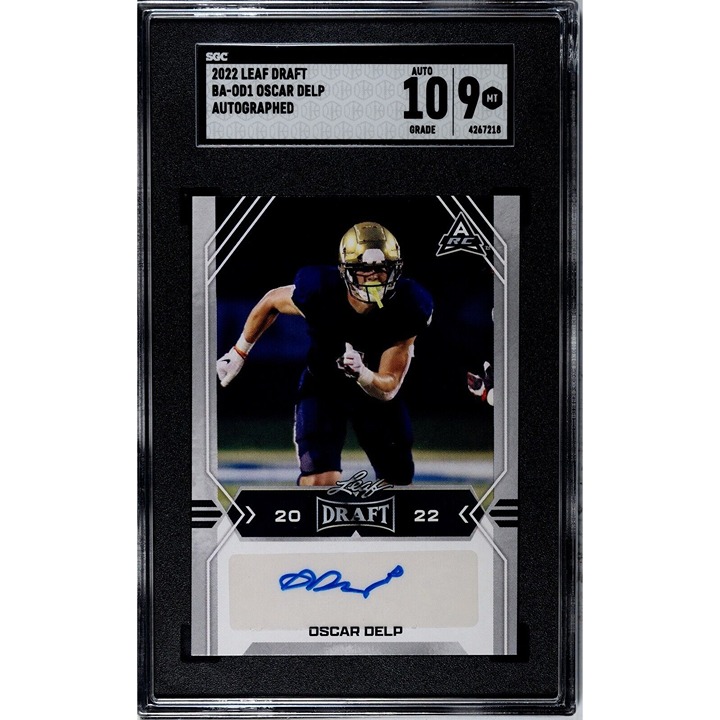 Oscar Delp* RC Auto 2022 Leaf Draft Picks #BA-OD1 Blue UGA Dogs Sleeper* - SGC 9