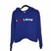 Levi's Cropped Hoodie Sweatshirt Womens XL Pullover Drawstring Blue Logo Top