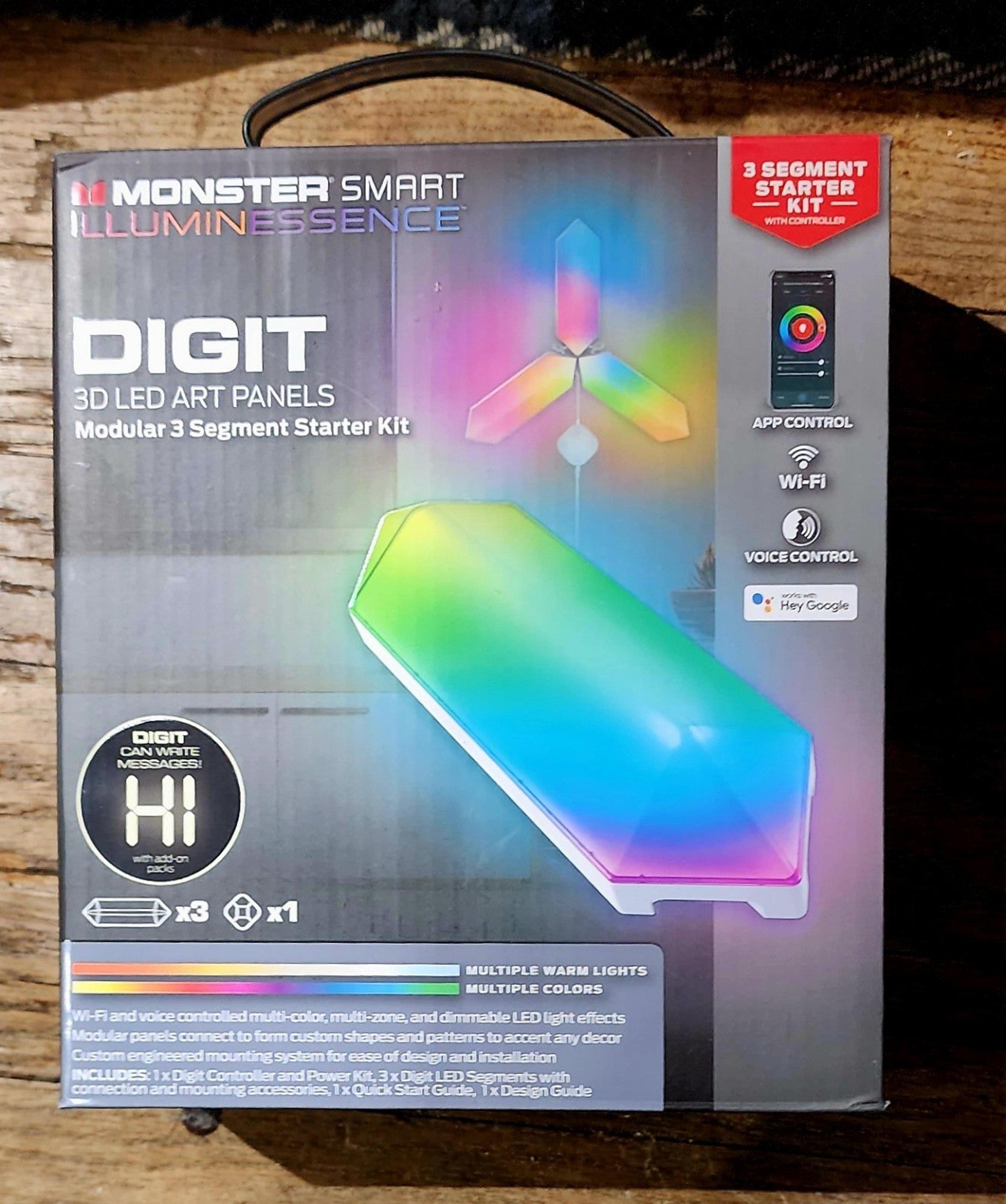 Monster DIGIT 3 Panel Smart Modular 3D LED Art Panels Starter Kit - NEW SEALED
