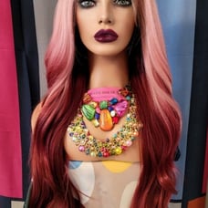 Celebrity Wavy dream hot pink burgundy h.d freepart lace front wig.