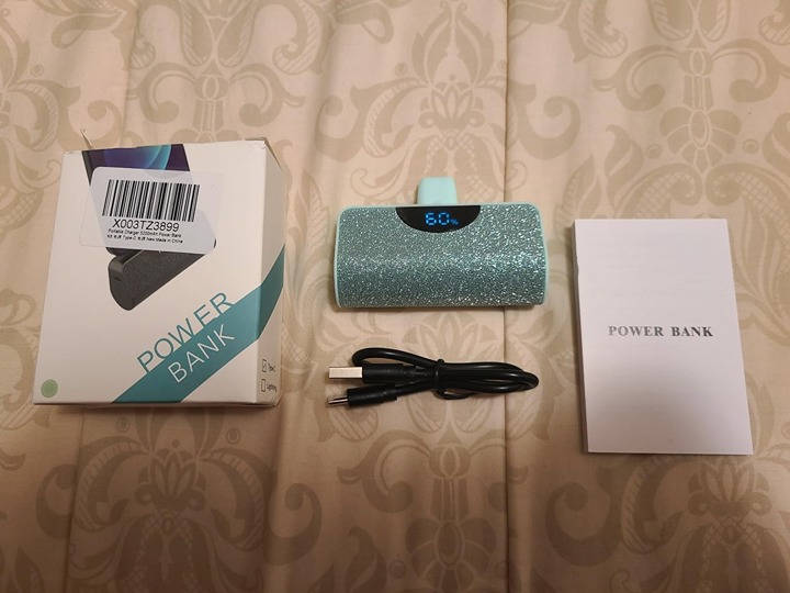 USB-C Portable Charger Power Bank 5200mAh,Ultra Compact LCD Display Battery Pack