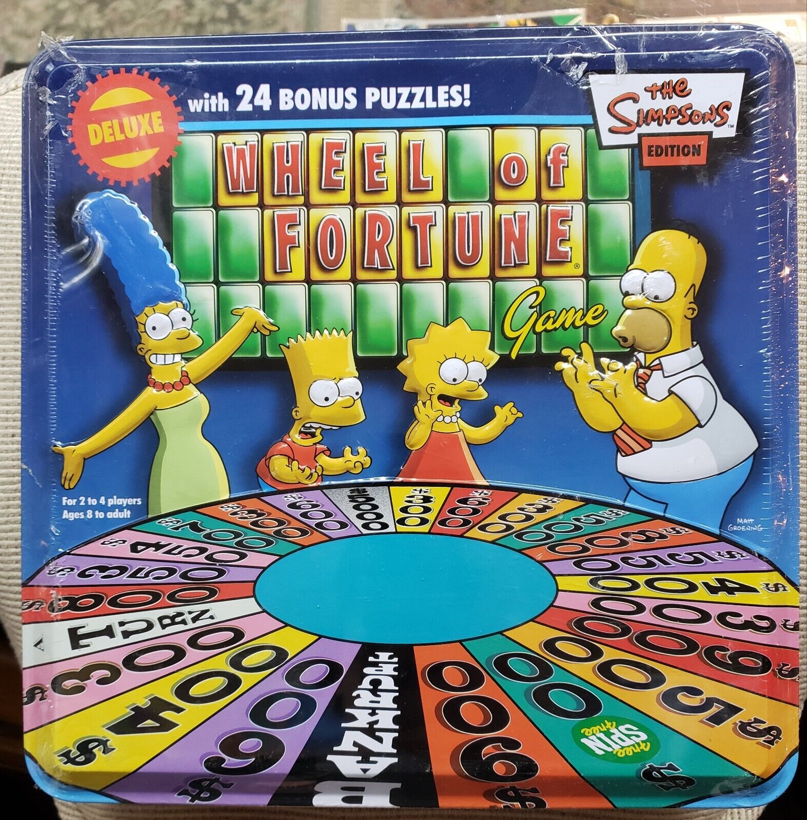 THE SIMPSONS Wheel Of Fortune Game Deluxe Edition in Tin Box, 2005, Sealed