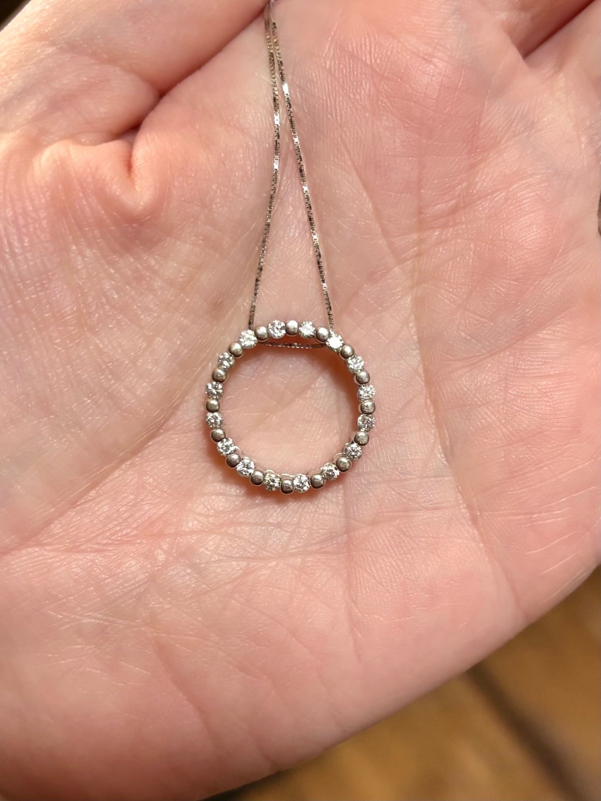 2200 .50 carat Natural Diamond Circle Pendant 14kt White Gold