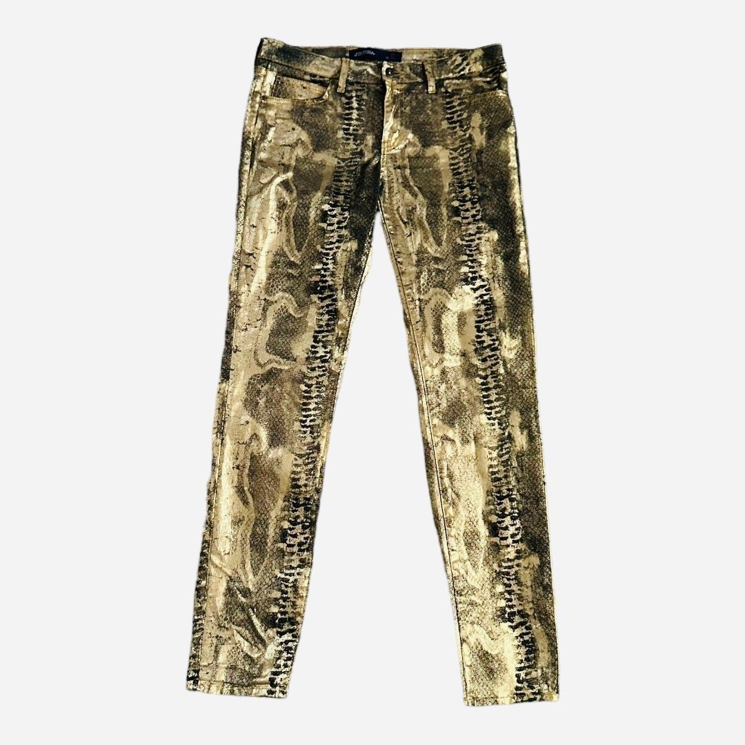 Women's Jeans JUST USA BLACK LABEL Python Print Pants Gold Jeans