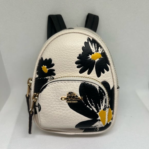 New Coach Mini Court Backpack Keychain Fob Bag Charm Floral Print CZ605