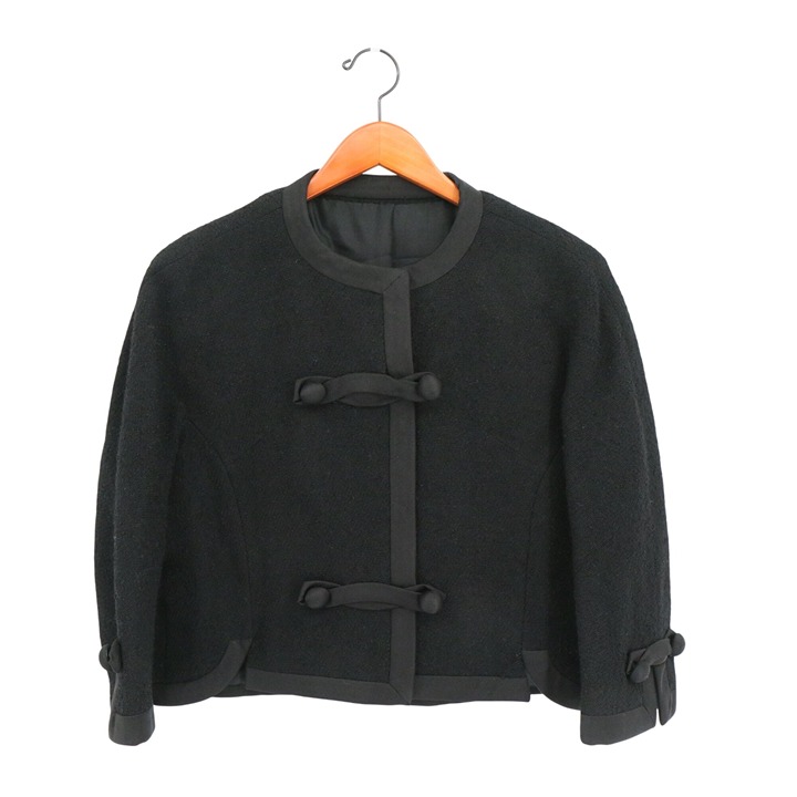 Ben Zuckerman Vintage 1950's 1960's Black Ribbon Trim Boucle Blazer Jacket
