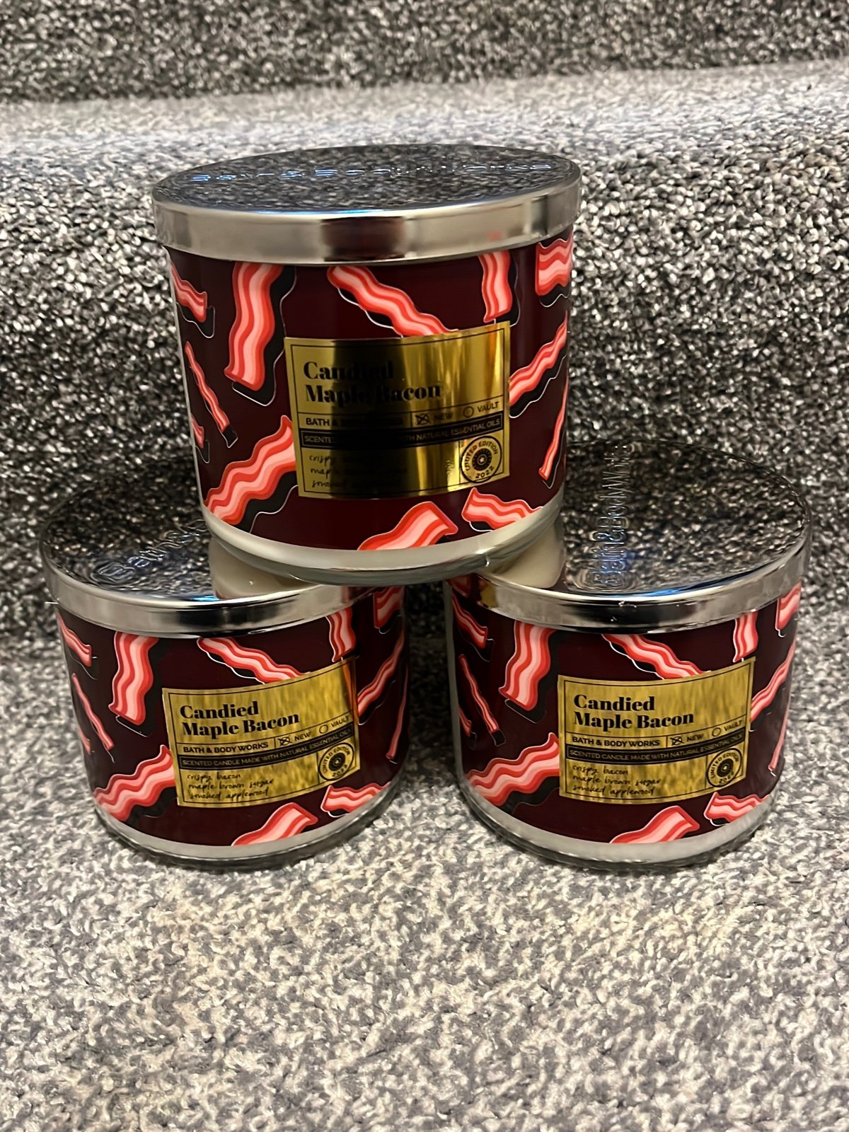 Candied maple bacon candles