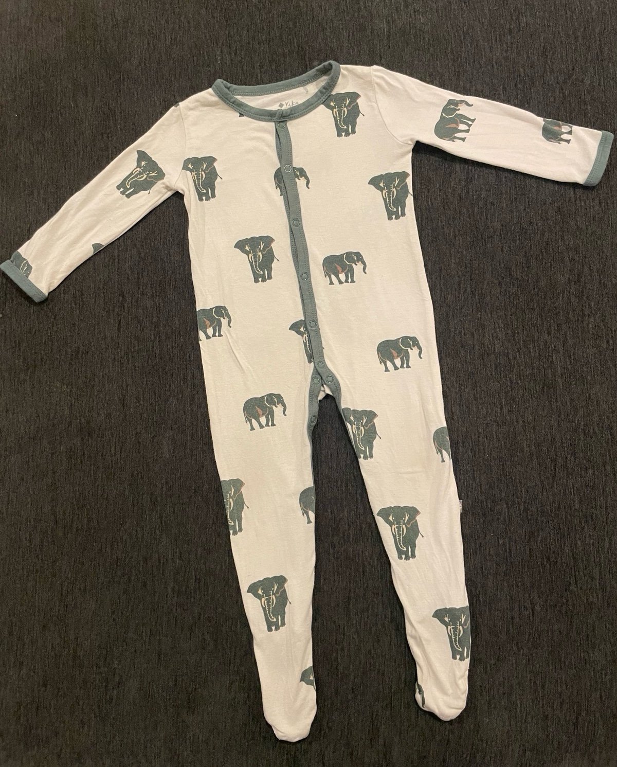 Kyte Baby Snap Footie Elephant 6-12m pine green bamboo sleeper pjs baby boy