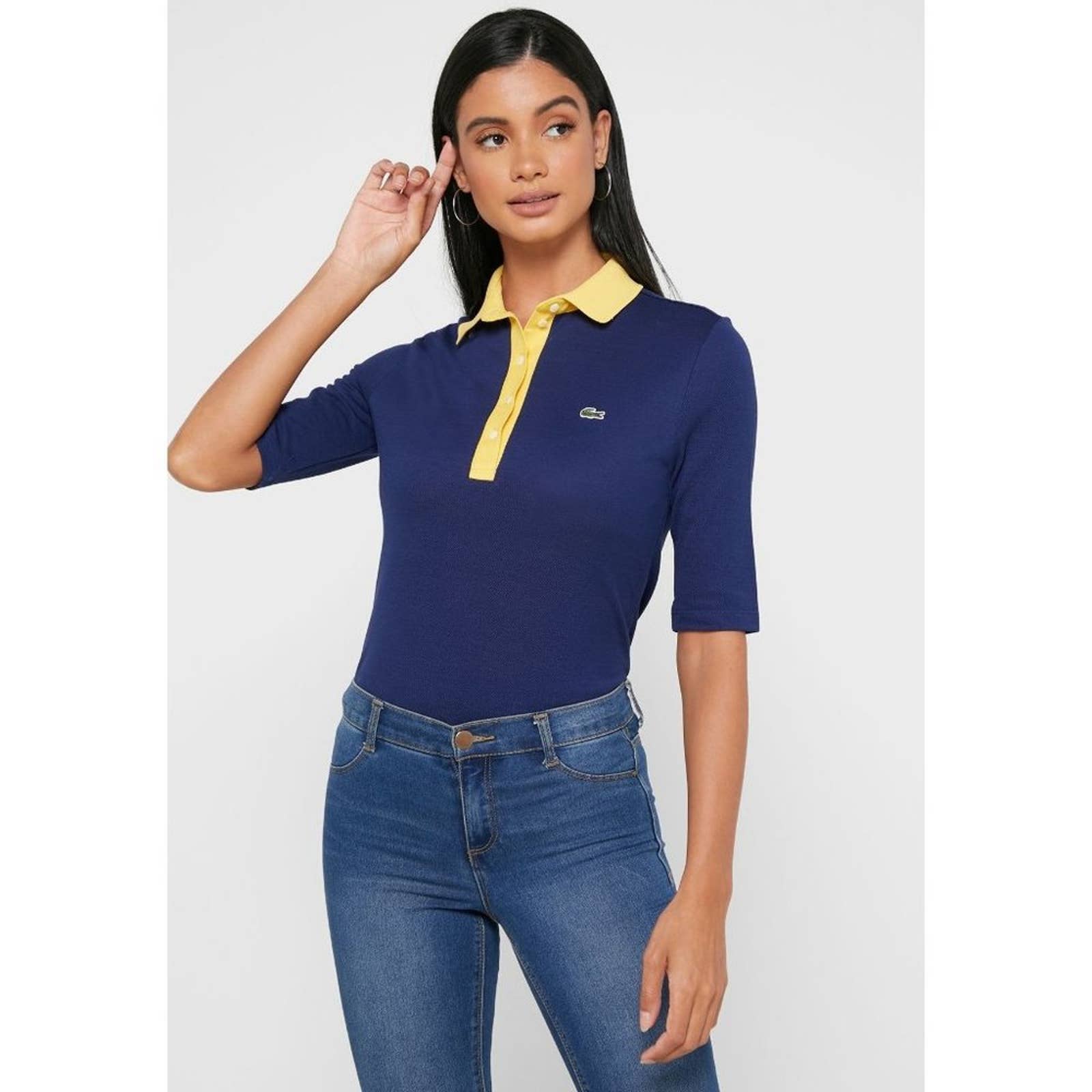 NWT LACOSTE Contrast Placket Slim Fit Polo Shirt Size 38