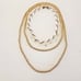 Vintage Set of Four Seed Beaded Faux Pearl Rope Floral Gold Striped Necklaces